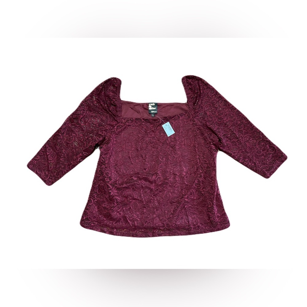 Reitmans women’s large (Petite) Rock & Shine lace, top, stretchy, burgundy wine